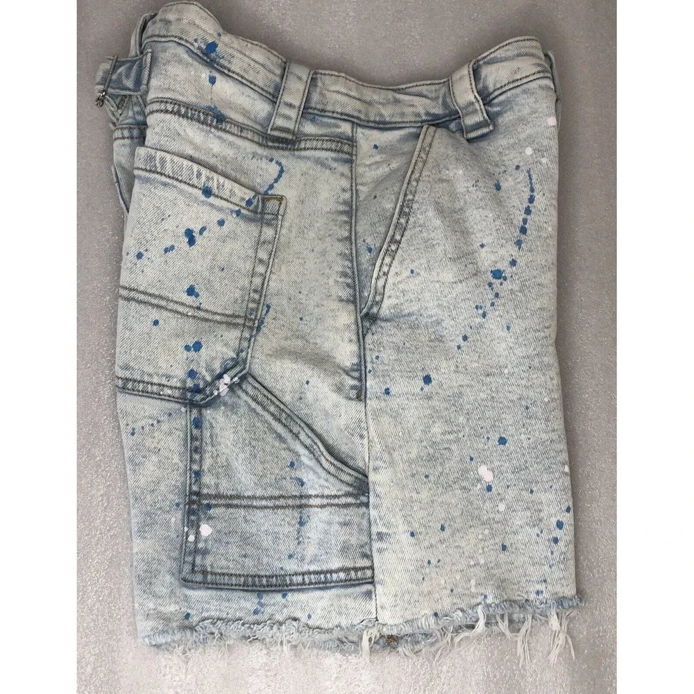 Wild Fable Highest Rise Utility‎ Paint Splatter Bermuda Jean Denim Shorts Size 0